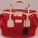 DSQUARED2 BAG $1480 RED CANVAS & BEIGE LEATHER LOGO WEEKENDER CARRY ALL BAG NEW