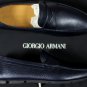 GIORGIO ARMANI SHOES $495 DK BLUE CALFSKIN PENNY LOGO HEEL DRIVER 10 43e NEW