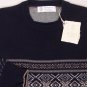 BRUNELLO CUCINELLI SWEATER NAVY 100%CASHMERE FAIR ISLE STRIPE CREWNECK L 52e NEW