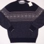 BRUNELLO CUCINELLI SWEATER NAVY 100%CASHMERE FAIR ISLE STRIPE CREWNECK L 52e NEW