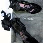 TOM FORD SHOES $1120 BLACK SATIN NOTCH TOE ANKLE WRAP SANDAL HEELS 7.5 37.5 NEW