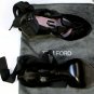 TOM FORD SHOES $1120 BLACK SATIN NOTCH TOE ANKLE WRAP SANDAL HEELS 7.5 37.5 NEW