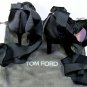 TOM FORD SHOES $1120 BLACK SATIN NOTCH TOE ANKLE WRAP SANDAL HEELS 7.5 37.5 NEW