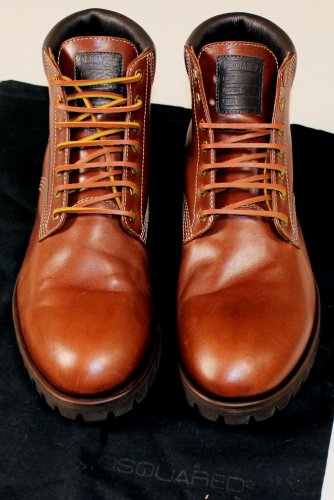 DSQUARED2 SHOES $650 DARK BROWN COWHIDE LACE UP LUG SOLE ANKLE BOOTS 11 44e NEW