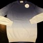 AVON CELLI SWEATER $1150 BLUE/IVORY DEGRADE 100%CASHMERE CREWNECK MED 50e NEW