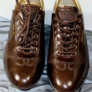 PRADA SPORT SHOES $525 BROWN CALFSKIN LOGO ORNAMENTED TRAINERS 11 41e NEW