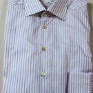 KITON DRESS SHIRT $685 PURPLE/GRAY/WHITE STRIPE HANDMADE SHIRT 16.5/35 42e NEW