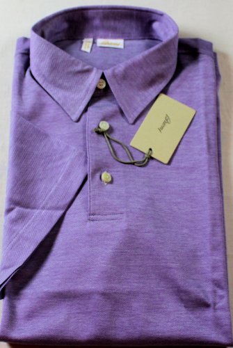 BRIONI POLO $395 LIGHT PURPLE COMBED COTTON 3-BTN POLO GOLF SHIRT MED 50e NEW