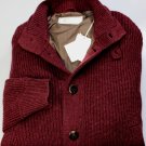 BRUNELLO CUCINELLI SWEATER MERLOT 100%CASHMERE 7BTN NYLON LINED CARD LG 52e NEW