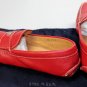 PRADA SHOES $670 RED SAFFIANO LEATHER LOGO ORNAMENTED VAMP DRIVER 10 43e NEW