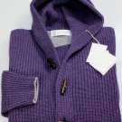 BRUNELLO CUCINELLI SWEATER GRAPE 100%CASHMERE HOODED 6-TOGGLE CARDIGAN M 50 NEW