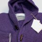 BRUNELLO CUCINELLI SWEATER GRAPE 100%CASHMERE HOODED 6-TOGGLE CARDIGAN M 50 NEW