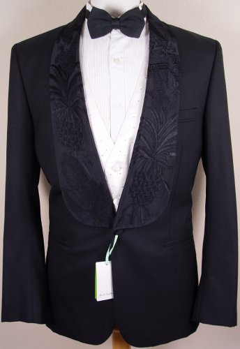 PAUL SMITH COAT $1695 BLACK EMBROIDERED REVERSE LAPEL FORMAL JACKET 40R 50 NEW