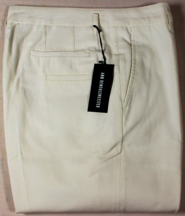 ANN DEMEULEMEESTER PANTS $795 WHITE COTTON CREPE BUTTON FLY SLACKS L 36 52 NEW