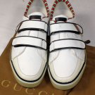 GUCCI SHOES $525 WHITE LOGO STRIPED LOW PROFILE COTTON SUMMER TRAINER 7 40e NEW