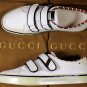 GUCCI SHOES $525 WHITE LOGO STRIPED LOW PROFILE COTTON SUMMER TRAINER 7 40e NEW