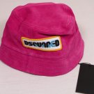 DSQUARED2 HAT $485 PINK CALFSKIN LOGO FEDORA BUCKET HAT UNISEX MEDIUM NEW