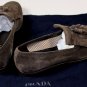 PRADA SHOES $690 BROWN SUEDE CALFSKIN KILTED TASSEL VAMP LOAFERS 9 42 NEW