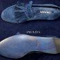PRADA SHOES $690 BLUE SUEDE CALFSKIN KILTED TASSEL VAMP LOAFERS 7 40 NEW