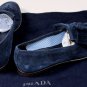 PRADA SHOES $690 BLUE SUEDE CALFSKIN KILTED TASSEL VAMP LOAFERS 7 40 NEW