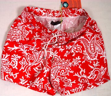 ETRO SWIM TRUNKS $350 RED/WHITE LOGO PAISLEY BEACHWEAR SWIM SHORTS XL 54e NEW
