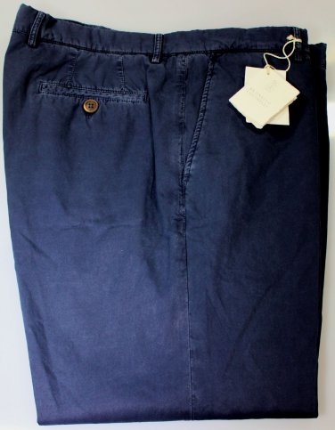BRUNELLO CUCINELLI PANTS $730 NAVY DYED ENZYME WASHED LIGHT CHINO 40 56e NEW