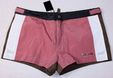 DSQUARED2 SWIM TRUNKS $465 BROWN LOGO ORNAMENTED SWIMSUIT BEACHWEAR SM 48e NEW