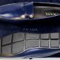 PRADA SHOES $670 BLUE SAFFIANO LEATHER LOGO ORNAMENTED VAMP DRIVER 13 46 NEW