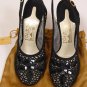 FERRAGAMO CREATIONS SHOES $1340 BLACK CALF/LACE HANDMADE RANINA HEEL 8.5B 38 NEW