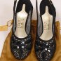 FERRAGAMO CREATIONS SHOES $1340 BLACK CALF/LACE HANDMADE RANINA HEEL 8.5B 38 NEW