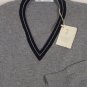 BRUNELLO CUCINELLI SWEATER GRAY/NAVY 100%CASHMERE V-NECK JUMPER XXL 56e NEW