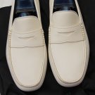 SUTOR MANTELLASSI SHOES $595 IVORY PEBBLED SOLE HANDMADE PENNY DRIVERS 9 42e NEW