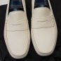 SUTOR MANTELLASSI SHOES $595 IVORY PEBBLED SOLE HANDMADE PENNY DRIVERS 9 42e NEW