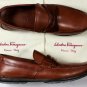 SALVATORE FERRAGAMO SHOES BROWN LOGO EMBOSSED PENNY VAMP LOAFER 12 D 45e NEW