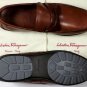 SALVATORE FERRAGAMO SHOES BROWN LOGO EMBOSSED PENNY VAMP LOAFER 12 D 45e NEW