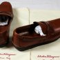 SALVATORE FERRAGAMO SHOES BROWN LOGO EMBOSSED PENNY VAMP LOAFER 12 D 45e NEW