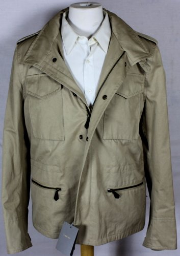 TOM FORD COAT $3240 KHAKI BROWN DUAL ZIP 4-PKT HOODED FIELD JACKET 42 52e NEW