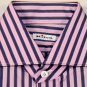 KITON DRESS SHIRT $795 PINK/NAVY BOLD STRIPE HANDMADE SHIRT 15.75/34 40e NEW
