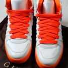 GUCCI SHOES $595 WHITE/ORANGE LEATHER QUILTED LOGO HITOP TRAINER 9.5 42.5 NEW