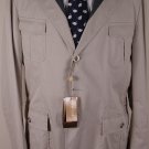 GUCCI JACKET $1,350 KHAKI/GRAY ACCENTED 3-SIGNATURE BUTTON FIELD COAT XL 54e NEW