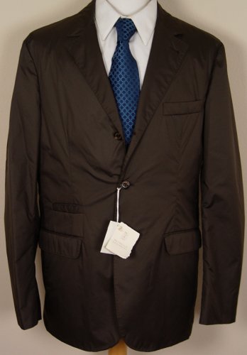 BRUNELLO CUCINELLI COAT $2195 DK BROWN 3-BTN GOOSE DOWN PUFFER BLAZER 40 50e NEW
