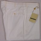 BORRELLI PANTS $485 WHITE BRUSHED COTTON HANDMADE FIT LEG TROUSER 34 50e NEW