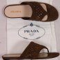 PRADA SHOES $395 CIGAR BROWN SUEDE CUT OUT THONG SLIDE SANDALS 6M 36e NEW
