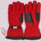 PRADA GLOVES $465 RED POLY/DEERSKIN LOGO BUCKLED SKI/WINTER GLOVES 8.5 M NEW