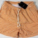 KITON SWIMSUIT $425 ORANGE/WHITE GINGHAM CHECK LOGO RESORT TRUNK XXL 56e NEW
