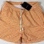 KITON SWIMSUIT $425 ORANGE/WHITE GINGHAM CHECK LOGO RESORT TRUNK XXL 56e NEW