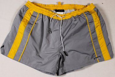 DSQUARED2 SWIM TRUNKS $495 GRAY LOGO ORNAMENTED SWIMSUIT BEACHWEAR LARGE 52e NEW