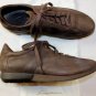 SANTONI SHOES $495 DK BROWN OIL RUBBED LOGO EMBOSSED STRIPE TRAINER 9.5 42.5 NEW