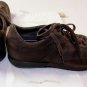 SANTONI SHOES $495 DK BROWN OIL RUBBED LOGO EMBOSSED STRIPE TRAINER 9.5 42.5 NEW