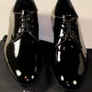 GIORGIO ARMANI SHOES $820 BLACK PATENT CALFSKIN ALMOND TOE DERBY 9.5 42.5e NEW